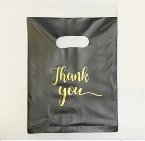 Оптовая продажа, Черные Портативные пластиковые упаковочные пакеты средней толщины, сумки для одежды, подарочные сумки, подарочные пакеты с логотипами
