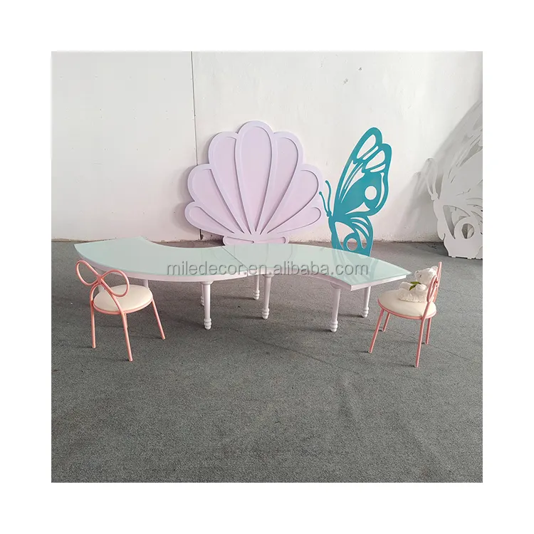 Mesa de Metal para niños, muebles para eventos, comedor, fiesta, cuatro cuartos, venta al por mayor