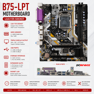 Placa Base PCWINMAX B75 LPT LGA1155, DDR3 MATX PCIe 3.0 SATA 3.0 <span class=keywords><strong>USB</strong></span> 3.0, OEM ODM, Disponible en Stock para Computadoras de Escritorio de 2ª y 3ª Generación - Product Image 2