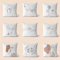 Housse de coussin carrée à imprimé géométrique abstrait en peluche courte et lin peau de pêche, nouvelle collection transfrontalière pour canapé et maison
