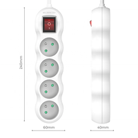 Prise de courant 4 voies de haute qualité EU French 250v 16A multiprise avec interrupteur et H05VV-F de 1.4m 3G, prises et prises de cordon de câble de 1.5mm