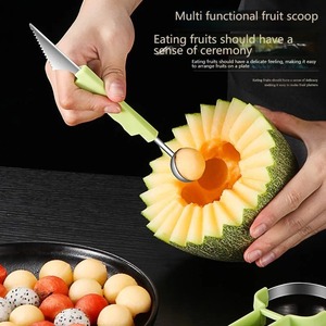 Cuchillo para frutas 3 en 1, extractor de bolas de fruta, cuchara para frutas, extractor de carne, cuchillo para tallar sandía y melón - Product Image 4