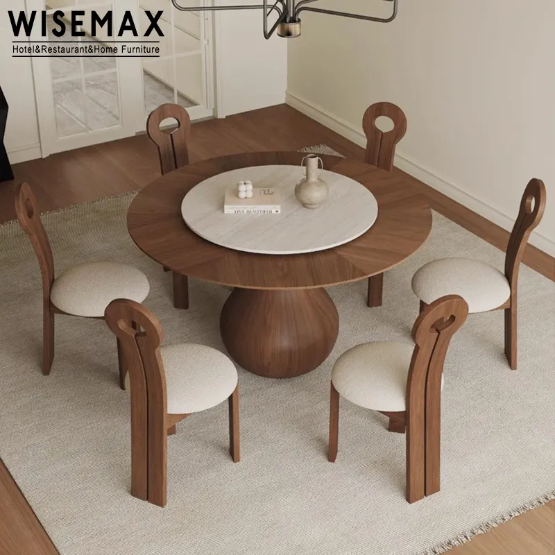Wisemax Meubels Italiaanse Luxe Eettafel Houten Basis Leistenen Bord Woonkamer Tafel Set 4 Stoelen Stabiele Restauranttafel
