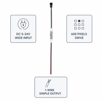 Contrôleur de bande LED Mini Dream Color DC5-24V SPI à fil unique, 3 touches, 600 pixels, SP002E, IC personnalisé RGB, sortie 3.5A, télécommande 30M