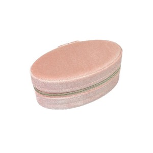 Vente directe d'usine, boîte de rangement à bijoux ovale, fermeture à glissière, organiseur de voyage portable pour bagues, boucles d'oreilles, colliers, accessoires - Product Image 5