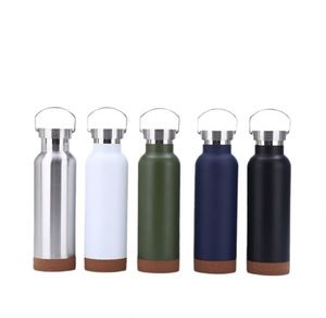 Camping Stainless Steel <b>Large</b> Metal <b>Water</b> <b>Bottle</b> With Handle and Bamboo Lid Leakproof for Gift - Product Image 1