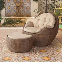 Ensemble de canapé en rotin synthétique moderne et durable pour une personne, avec coussins imperméables à séchage rapide, idéal pour balcon, cour et jardin