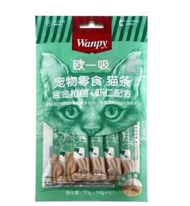 70g(14g * 5 uds) marca Wanpy bocadillos para mascotas tiras para gatos Barra para gatos tratamiento cremoso para gatos con fórmula de carne fresca comida para mascotas - Product Image 5