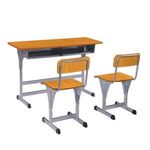 Juego de escritorio y silla doble de metal moderno de tipo fijo de gran oferta para la escuela - Product Image 4