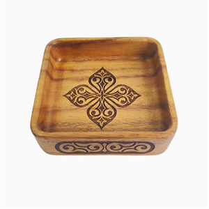 Piatto Quadrato Piccolo in Legno di Acacia Fatto <span class=keywords><strong>a</strong></span> <span class=keywords><strong>Mano</strong></span>, Biodegradabile, Classico per Matrimoni, per Frutta Secca e Snack - Product Image 1