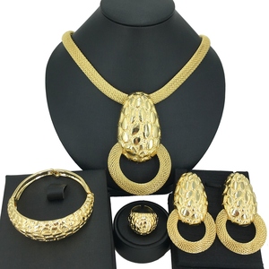 Yuminglai – Collier de mode pour femme plaqué or 18 carats de haute qualité, style italien, grande collection de <span class=keywords><strong>bijoux</strong></span> africains de Dubaï FHK14092 – Vente chaude - Product Image 1