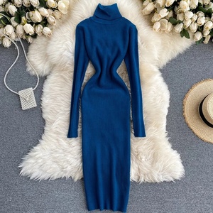 Custom High Quality Lady Designer Fashion Body Con Wholesale One Piece Knit Elegant Long Sleeve Bodycon Fall <strong>Dresses</strong> for Women - Product Image 5