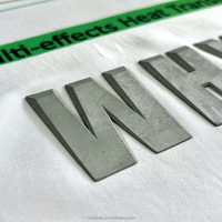 Lettres personnalisées en PVC à transfert de chaleur en silicone et caoutchouc surélevé argenté 3D pour T-shirts, casquettes, sacs, vêtements de sport