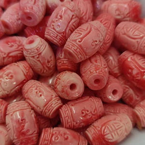 Piedra en polvo Rosa tallada de larga vida, cuentas de tambor con diseño de concha, SL0343, gran oferta - Product Image 2