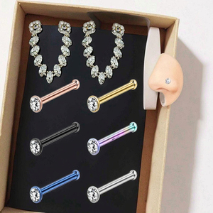 Anneaux de nez en acier inoxydable plaqué <span class=keywords><strong>or</strong></span> <span class=keywords><strong>piercing</strong></span> de nez en cristal bon marché bijoux de corps en acier chirurgical pour femmes et hommes - Product Image 4