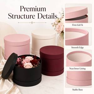 Caja de Regalo Redonda de Lujo con Logotipo Personalizado, Cilíndrica y Rígida, para Rosas, Floristería de Bodas y Regalos Premium - Product Image 2