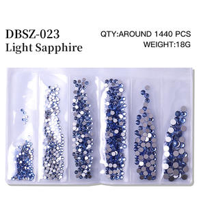 6 takım 1440 adet düz dipli kristal cam yuvarlak tırnak kristal DIY Rhinestone tırnak süsleme toptan - Product Image 6