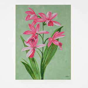 Peinture sur toile florale avec cadre en feuille d'or 75x95cm épaisseur 5cm - Product Image 1