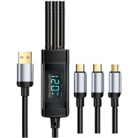 [1m/2m] 5A 120w 6A Charge super rapide USB vers USB-C Micro L Câble USB 3 en 1 avec affichage numérique pour téléphone portable