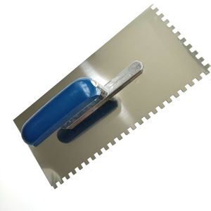 Outils de maçonnerie, truelle à plâtrer en acier au carbone 280x120x0,7 mm avec manche en forme de banane rouge - Product Image 6