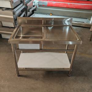 상업용 스테인레스 스틸 201/304 이중 볼 싱크대, 레스토랑용 헤비듀티 테이블 컴파트먼트 세척 싱크대 캐비닛 - Product Image 2