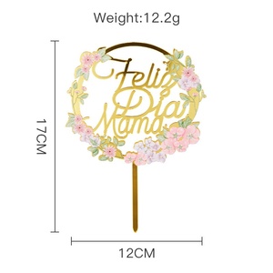 Adornos para Pastel Elegantes, Reutilizables y Ecológicos de Acrílico con Impresión UV en Español, Feliz Cumpleaños Mamá - Product Image 3