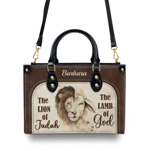 Grosir tas tangan wanita tas tangan wanita The Lion Of Judah The Lamb Of God desain kustom kulit Pu tas tangan wanita