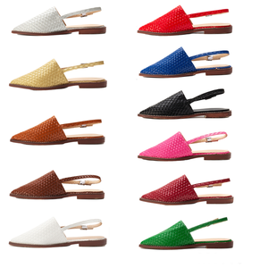 Sandales plates pour femmes, taille 54, avec dessus tressé, bout pointu, largeur extra-large, bride arrière, unisexe, chaussures décontractées de plage - Product Image 6