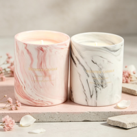 Lilin Aromaterapi Lilin Kedelai Buatan Tangan dalam Wadah Keramik Marmer Abu-abu Pink, Set Hadiah Aroma Rumah Mewah Modern untuk Natal