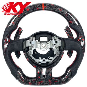 Volant sport personnalisé en fibre de carbone forgée rouge, cuir noir, avec palettes de changement de vitesse pour Toyota 86 GT, Scion FR-S, Subaru BRZ - Product Image 1