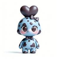 Figurine d'action personnalisée en PVC et ABS, bleu clair avec taches marron foncé, jouet en forme de cœur avec emballage personnalisé, service OEM d'usine chinoise