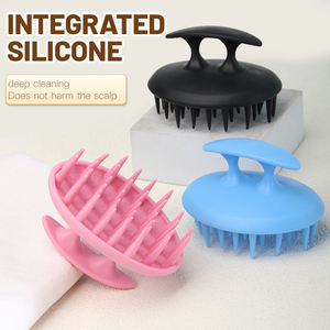 Professional Waterproof Round <b>Scalp</b> Massager Shampoo Brush Silicone Head Wash <b>Exfoliating</b> Tool with Extended Handle for Home Use - Product Image 2
