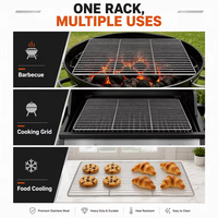 Grille de cuisson rectangulaire en acier inoxydable robuste pour barbecue, grille de remplacement en fil métallique pour barbecue au charbon de bois ou au gaz