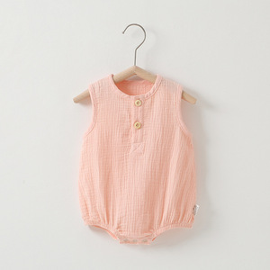Hot Summer 100% Cotton Baby Sleeveless Pajamas Solid Color <strong>Vest</strong> Baby Jumpsuit Thin Baby Blank Romper <strong>for</strong> <strong>Newborn</strong> - Product Image 4