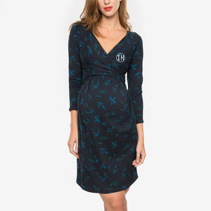 Vestido abierto frontal Floral de verano, <span class=keywords><strong>ropa</strong></span> de embarazo para amamantar, vestido Midi de manga larga para <span class=keywords><strong>lactancia</strong></span> <span class=keywords><strong>posparto</strong></span>, <span class=keywords><strong>ropa</strong></span> de maternidad - Product Image 1