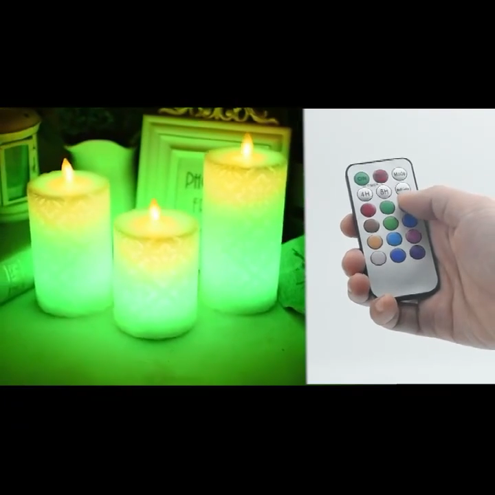 AFINETH 3 Candele Natalizie Coniche LED In Vera Cera, Con Fiori E Pigne, 24,4 Cm, Luce Tremolante, Telecomando E Timer, Per Decorazioni Casa