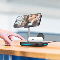 Meilleures ventes 2023 Chargeur sans fil rapide multifonctionnel magnétique 5W/7.5W/10W/15W PD 3 en 1 pour iPhone et écouteurs