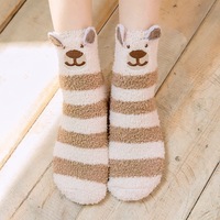 Bas 3D en velours corail, broderie par Sublimation, confortable, unisexe, mignon, Design de dessin animé, cerf, sommeil moelleux, chaussette de noël avec boîte cadeau