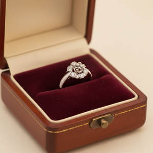 Anillo de compromiso vintage hecho a mano por proveedor de Hong Kong, oro blanco de 18 quilates, anillo de diamantes naturales, engaste semimontado para boda de mujer - Product Image 6