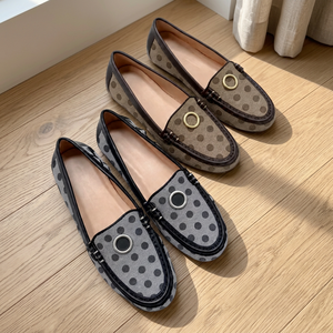 Genuine Leather Mary Jane Pumps Closed Toe Cone Heel Slip-on Breathable Winter <b>Dress</b> Shoes Rubber <b>PU</b> Espadrilles Polka Dot Faux - Product Image 5