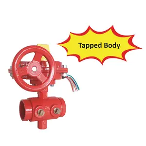 Fire pipe valve LISTED Grooved Butterfly Valve with Tamper Switch XD381XC Red PN10 PN16 PN25