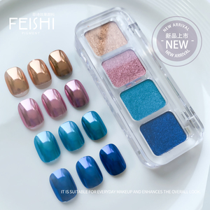 Ensemble de couleurs OEM <span class=keywords><strong>4</strong></span> en 1 palette de poudre à ongles miroir chromée pour nail art - Product Image 1