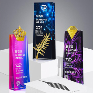 Penghargaan plak kristal kustom k9 piala kaca penghargaan kreatif warna motif UV Piala Kristal - Product Image 4