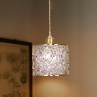 Lustre LED en cristal français tout en cuivre doré 50 cm, luminaire moderne et minimaliste pour couloir, entrée, escalier, hall, balcon