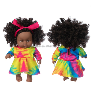 DEAR BEI 21 cm, <span class=keywords><strong>Poupée</strong></span> articulée africaine en vinyle, avec cheveux bouclés noirs, le meilleur cadeau de Noël pour les petites filles - Product Image 1