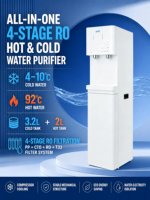 Distributeur d'eau sur pied avec osmose inverse, eau chaude et froide, filtration UV 4 étapes et refroidissement par compresseur
