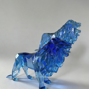 Nuova <span class=keywords><strong>Statua</strong></span> di <span class=keywords><strong>Leone</strong></span> in Resina Trasparente dal Design Geometrico <span class=keywords><strong>per</strong></span> Decorazione d'Interni - Product Image 4