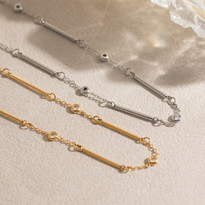 Collier en Acier Inoxydable Plaqué <span class=keywords><strong>Or</strong></span> 18K avec Zircon <span class=keywords><strong>Blanc</strong></span> pour <span class=keywords><strong>Femme</strong></span> – Chaîne Ras du Cou Classique et Tendance – Nouveauté Transfrontalière - Product Image 2