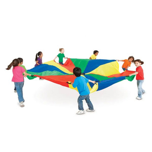 <span class=keywords><strong>Parachute</strong></span> de jeu arc-en-ciel pour enfants, haute qualité, durable, 6ft, 12ft, 16ft, 19ft, 22ft, pour <span class=keywords><strong>jeux</strong></span> d'équipe en extérieur, 8 poignées, polyester 210T - Product Image 6