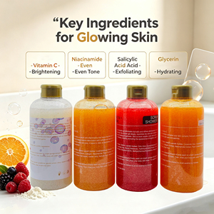 Ensemble de gel douche exfoliant SPF50 Curcuma Niacinamide Alpha Arbutin Gluta Gel exfoliant pour le corps pour peaux foncées Blanchiment du corps 500ml - Product Image 6
